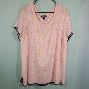 Pink Heart Print Top Short Sleeve Lightweight Cute Casual Tee